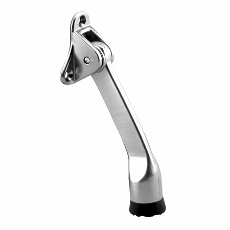 PRIME-LINE Door Holder, 4 in. Reach, Zinc Diecast, Chrome Plated, Black Rubber Foot 658-1003